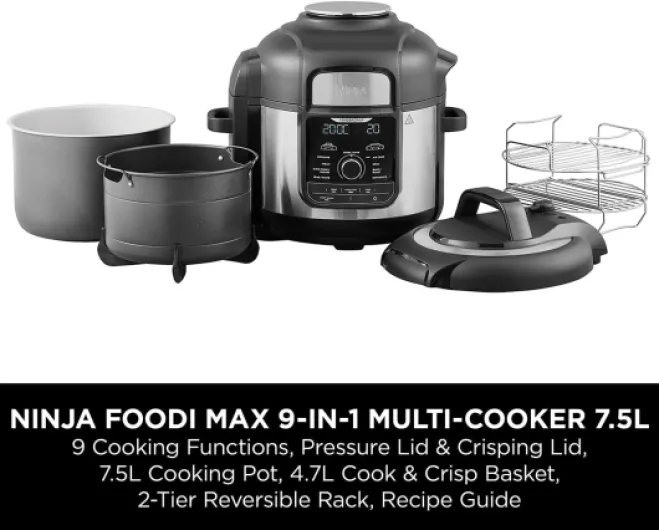 Foodi MAX Multi Cooker, 7.5L with 9 Cooking Functions, Pressure Cook MAX 9-in-1 Multi Cooker