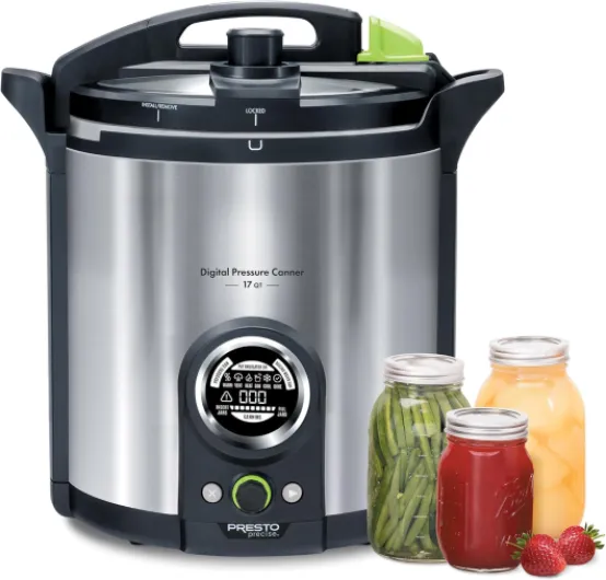 02152 17-Quart Digital Pressure Canner - Digital Display, Waterbath Capable, 10 Built-In Safety Features, Recipe Book, Stainless Steel 17 Quarts