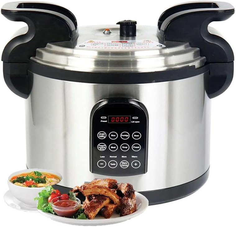 17.8QT Commercial Electric Pressure Cooker stainless steel Pressure Cooker - 24-hour Presetting -8 in 1 slow cooker with temperature control - LED Multifunction Food Warmer with nonstick pot