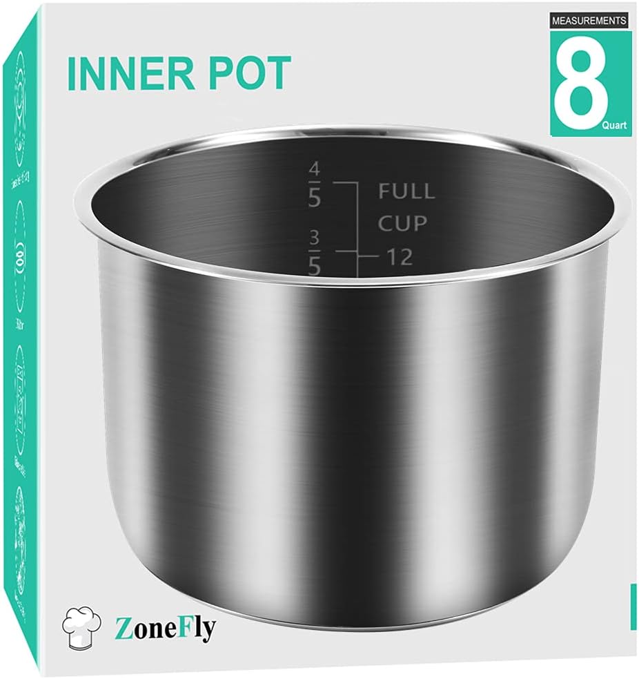 Original 8Qt Power Cooker XL Replacement Inner Pot Stainless Steel Compatible with 8 Quart Power Pressure Cooker Model PPC772 (or #PPC772) PPC780 (or #PPC780) and WAL3 Stainless Steel Inner Pot Parts for 8Qt
