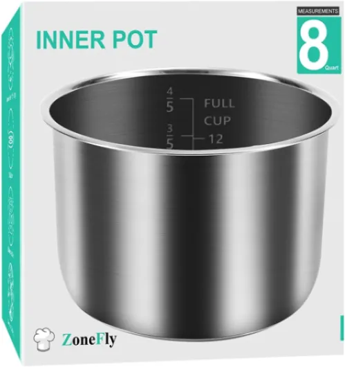 Original 8Qt Power Cooker XL Replacement Inner Pot Stainless Steel Compatible with 8 Quart Power Pressure Cooker Model PPC772 (or #PPC772) PPC780 (or #PPC780) and WAL3 Stainless Steel Inner Pot Parts for 8Qt