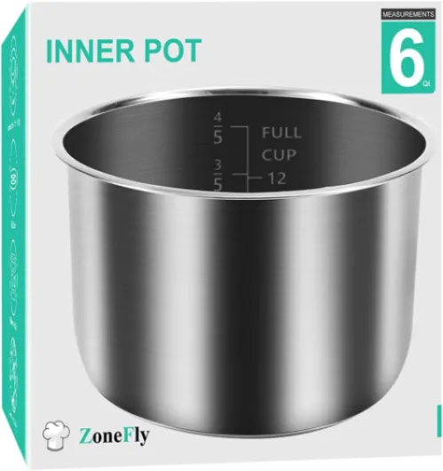 6Qt Power Cooker XL Replacement Inner Pot Stainless Steel Compatible with 6 Quart Power Pressure Cooker PPC770 PPC771 PPC770-1 PRO PCXL-PRO6 YBD60-100 WAL1 WAL2 Stainless Steel Inner Pot Parts - 6 QT for 6Qt