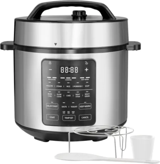 Electric Pressure Cooker, Non-Stick 12-in-1 & 6QT Stainless Steel Multi Cooker for Slow Cook, Meat Stew, Cake, Porridge, Multigrain, Dishwasher Safe, Silver Silver 6 Quarts