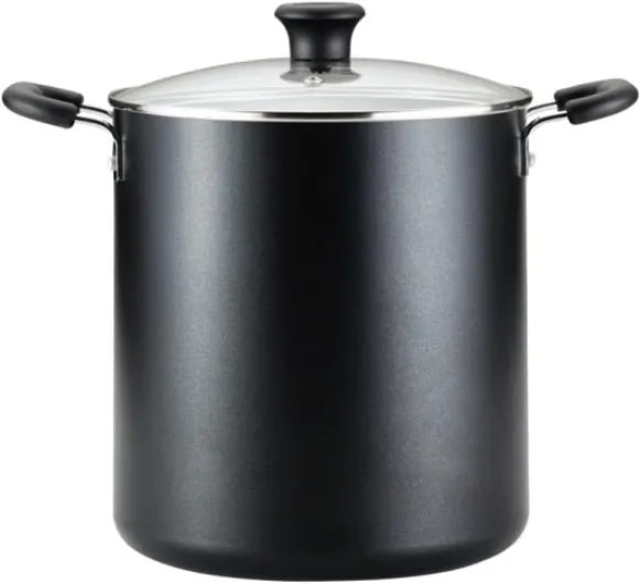 T-fal Specialty Nonstick Stockpot With Lid 12 Quart, Oven Broiler Safe 350F, Stay-Cool Handles, Kitchen, Cookware, Pots and Pans, Stock Pot, Soup Pot, Cooking Pot, Dishwasher Safe, Black Nonstick 12 Quarts