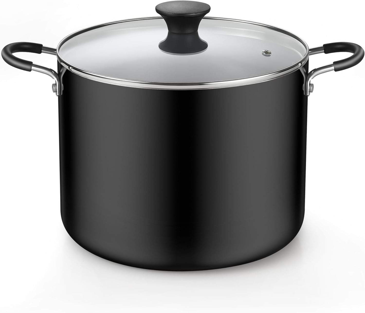 Nonstick Stockpot with Lid 10.5-Qt, Deep Cooking Pot Cookware Canning Stock Pot with Glass Lid, Black Black 10.5 Quarts Nonstick Cooking Pot