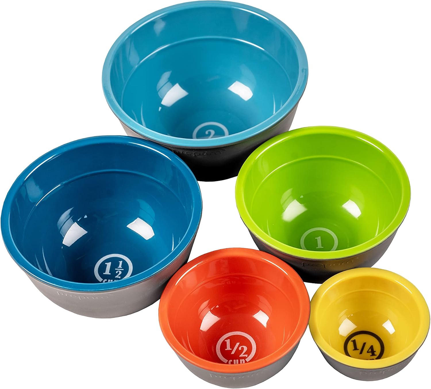 Two-Tone Melamine Pinch Bowl, Set of 5, Multicolored