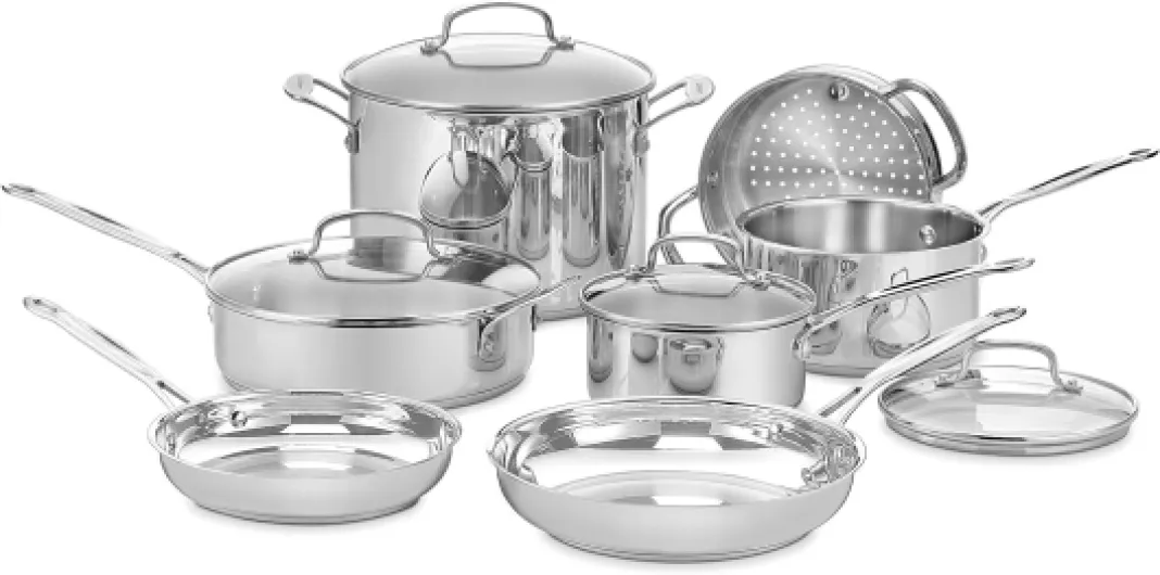 77-11G Stainless Steel 11-Piece Set Chef's-Classic-Stainless-Cookware-Collection