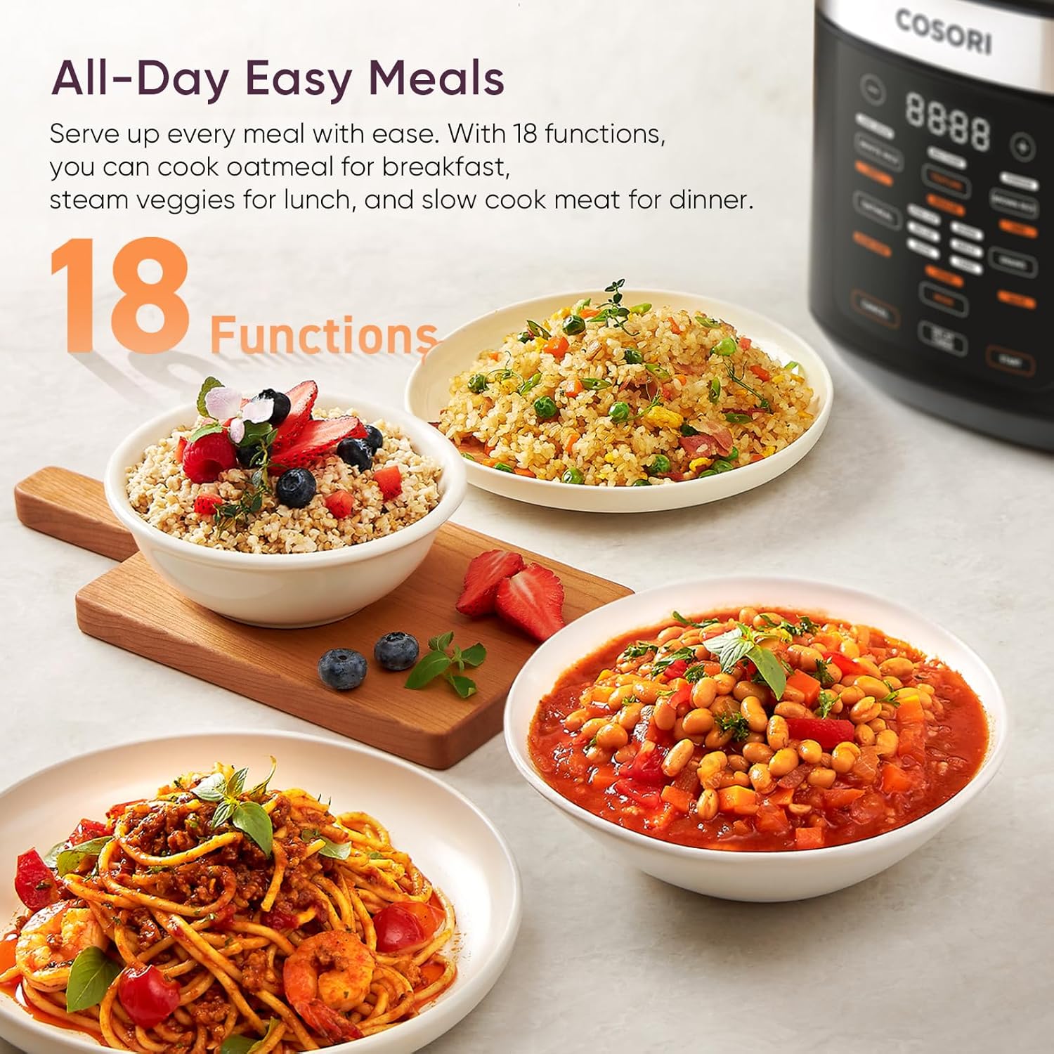 Rice Cooker 10 Cup, 24h Keep Warm, Non-stick Ceramic Inner Pot, 18 Functions Fuzzy Logic Rice Maker with Stainless Steel Steamer Basket, Sauté, Slow Cooker, Black