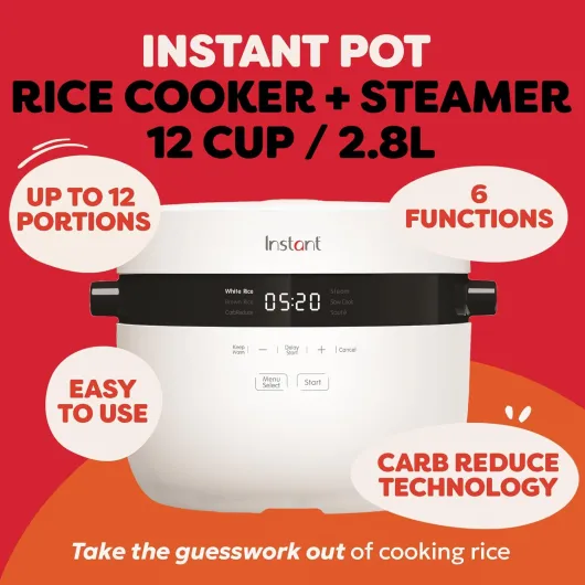Pot Electric Rice Cooker & Steamer, 2.8L (12 Cup) - With Dishwasher-Safe Non-Stick Cooking Pot, Stainless-steel Steamer Basket, Measuring Cup, Rice Spoon - With Slow Cooker & Sauté Functions Rice Cooker 12 cup