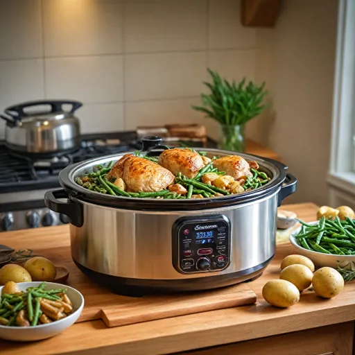 One pot chicken with green beans and potatoes in the electric pressure cooker