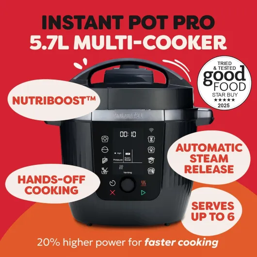 Pro 10-in-1 Electric Multi-Cooker 5.7L - Black, Pressure Cooker, Slow Cooker, Rice Cooker, Sauté Pan, Yoghurt Maker, Food Warmer, Steamer Pot, Sous Vide, Bake, NutriBoost™, Dishwasher Safe Black 5.7 Litres Pro WiFi