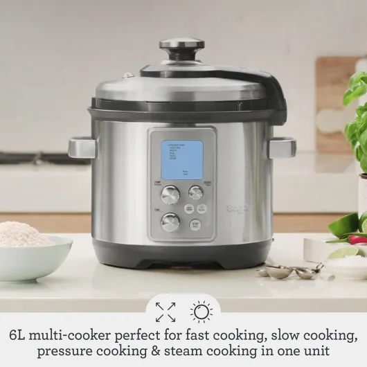 The Fast Slow Pro - Pressure Cooker, Slow Cooker, Steamer - 11 Settings, 6L Capacity, 1100 Watts - Hands Free Automatic Steam Release - Brushed Stainless Steel Fast Slow Cooker Pro