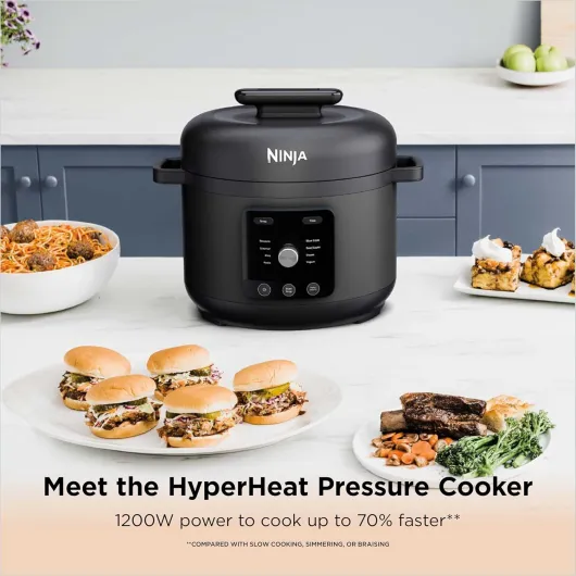 HyperHeat 9-in-1 Pressure Cooker, Slow Cooker and Rice Cooker, Includes Steam Rack and Removeable Dishwasher Safe 6L Cooking Pot, Make Yoghurt, Rice and more, Black PC201UK