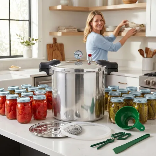 25 ltr Pressure Canner Cooker & all american pressure canners for canning&Induction Compatible - Pressure Gauge & Pressure Regulator - Aluminum & Stainless Steel - Pressure release 13 PSI (+/- 5%) Silver 25 Litres