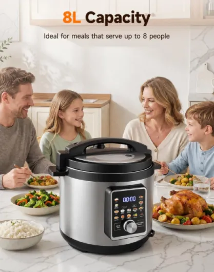 8L Multi Cooker, 14-in-1 Electric Multi-Functional Cooker, Slow Cooker, Rice Cooker, Sauté Pan, Yogurt Maker & Steamer, Warmer, Timer, Double-layer Paint Inner Pot, Dishwasher-Safe 8 L